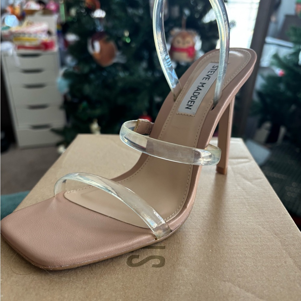 Steve Madden Blush Heels with Clear Straps